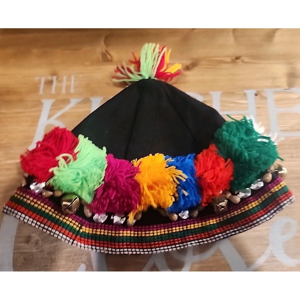 Thai Vintage Hill Tribe Hat Colorful Design Handcraft Unique Party Costume